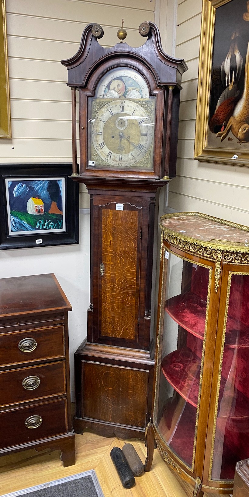 An early 19th century mahogany and oak eight day longcase clock marked J Elliot of Leeds, height 225cm